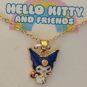 Hello Kitty & Friends KUROMI Charm Gold Plated 16” Adjustable Necklace Giftbox